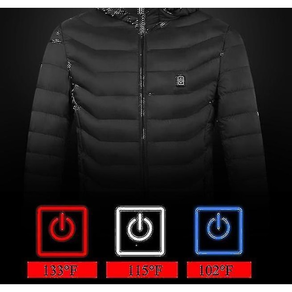 Heating Jacket, Winter Outdoor Warm Electric Heating Jacket, 8 Heating Zones, Super Warm Jacket L black