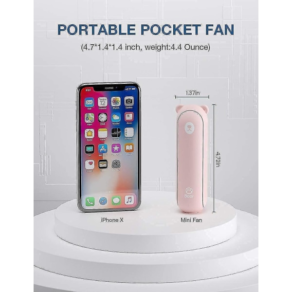 Handheld Mini Fan, 3 In 1 Hand Fan, Portable Usb Rechargeable Small Pocket Fan, Battery Operated Fan [14-21 Working Hours] With Power Bank, Flashlight Pink