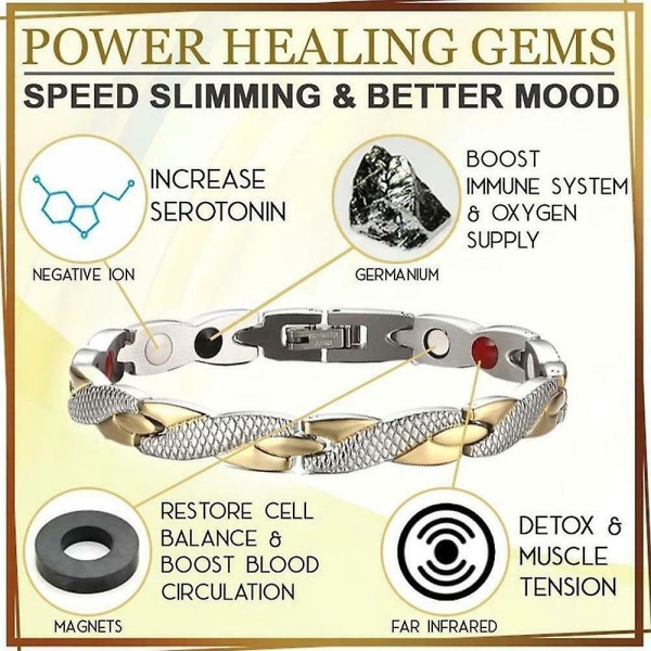 Magneettinen Slimming Health Dragon -rannekoru, terapia, painonpudotus, verenkierto Silver
