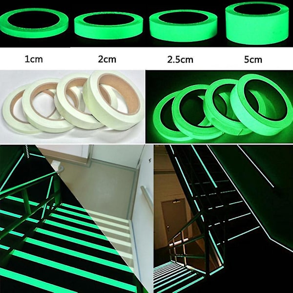 10m Self Adhesive Luminous Photoluminescent Tape Glow In Dark Home Warning Decor 12mm