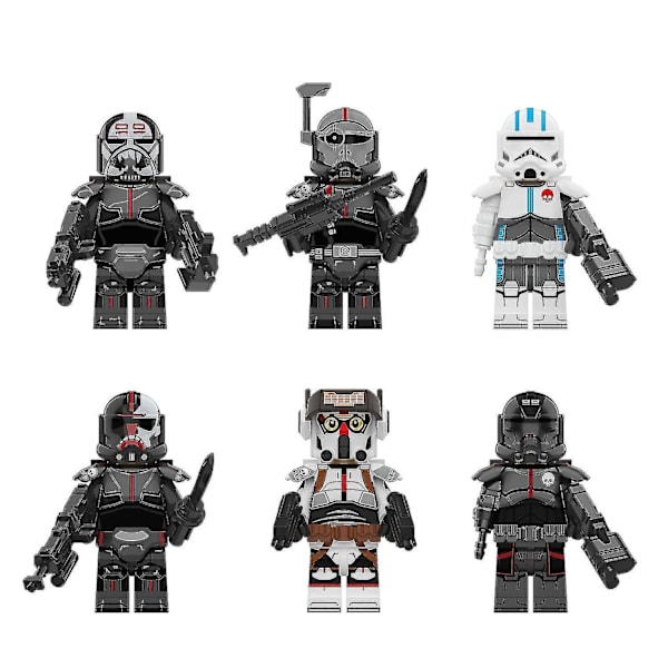 6pcs Star Wars Remnant Squad Destroyer Crosshair Echo Hunter Technician Assemble Building Block Toys