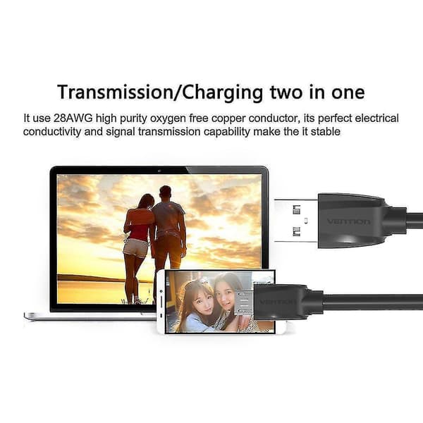 Vention A40 Nopea Micro USB 2.0 -datakaapeli, pikalataus ja tiedonsiirto