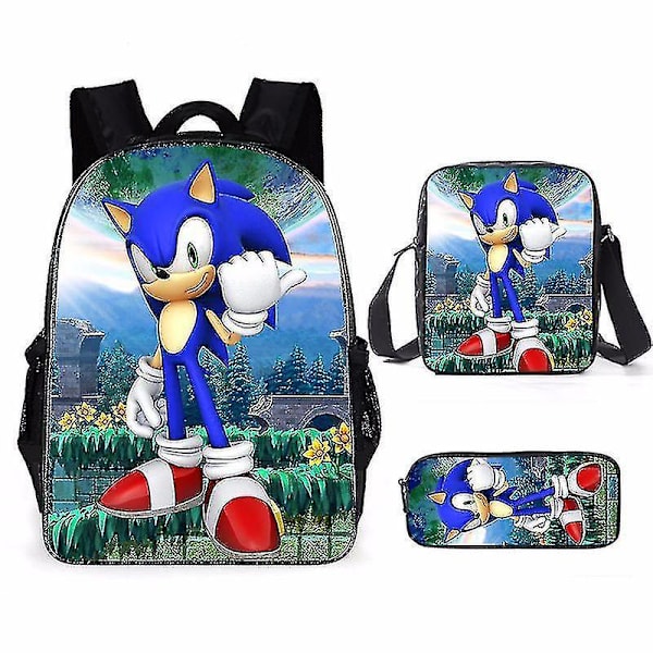 3 stk 3D-printet Super Sonic Ryggsekk Skuldervesker Penal Sonic 3