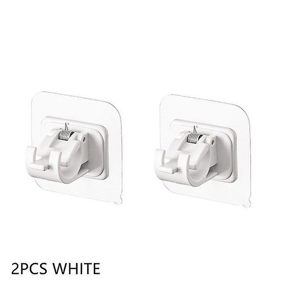 2pcs Curtain Rod Holder Clamp Hooks Adhesive Wall Curtain Fixed Clip Hanging Rack Hook White