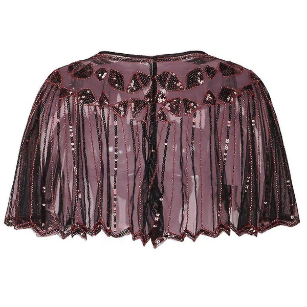 Dame 1920'er Sjal Perlebesat Paillet Deco Aftenkappe Bolero Flapper Cover Up