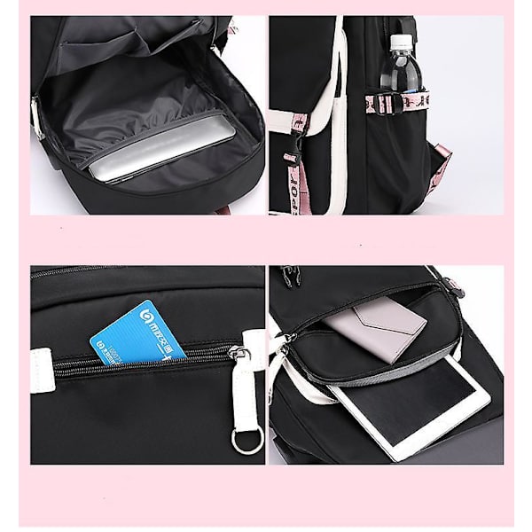 Bts Backpack Cute Usb Charging School Bag pink black