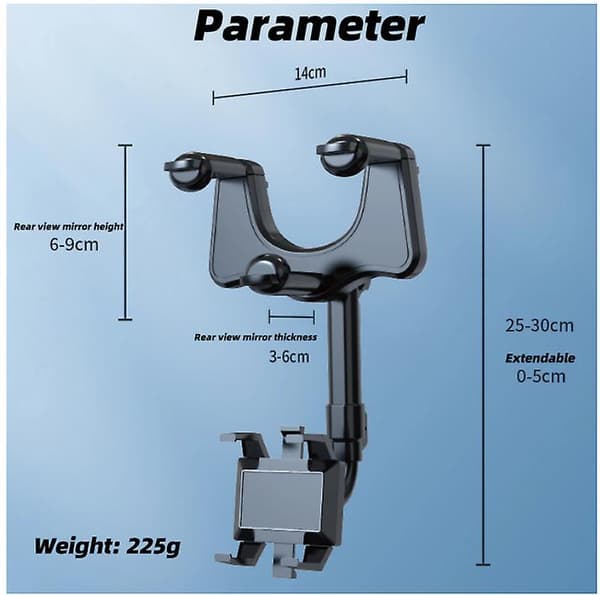 Phone Holder Multifunctional 360 Degree Rotatable Auto Rearview Mirror Seat Hanging