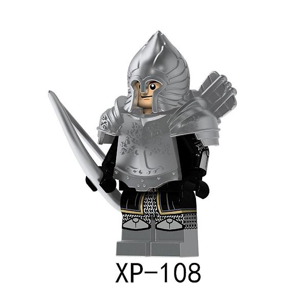 4pcs Lord Of The Rings Series Assembled Building Blocks Gondor Soldier Silver Painted Minifigure With Armor