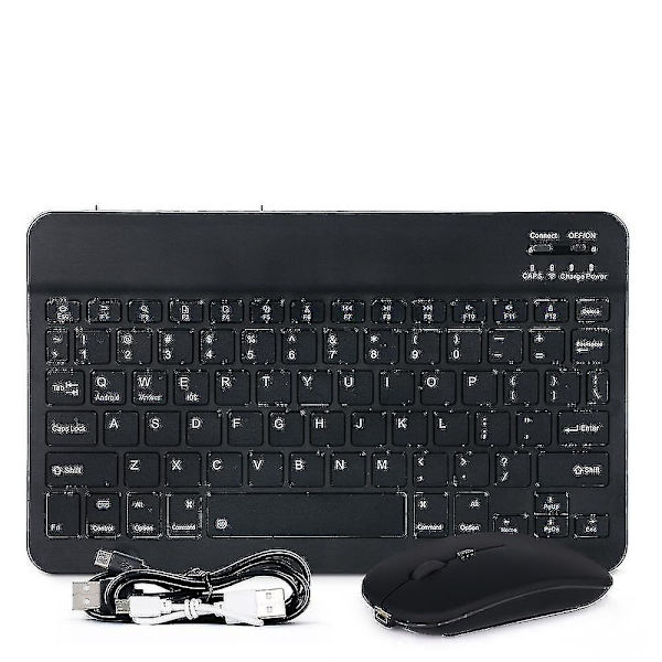 Mini Trådløst Tand-kompatibelt Tastatur og Mus, Trådløst Tastatur og Mus Sæt til Hjemmet, Kontoret Black-mouse 7 inch