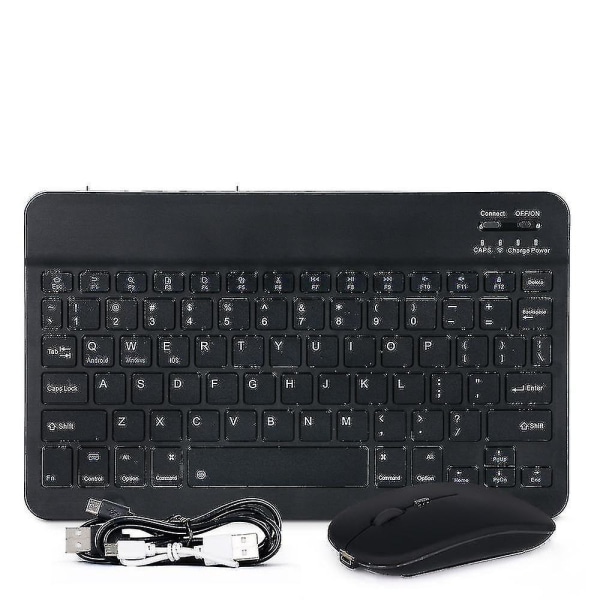 Pieni langaton Bluetooth-yhteensopiva näppäimistö ja hiiri, langaton näppäimistö- ja hiirisetti kotiin, toimistoon Black-mouse 7 inch