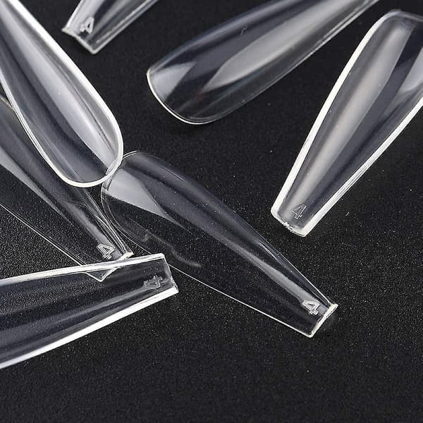 Clear Long Coffin Nails Tips,100 Pcs Fake Full Cover Ballet Nails False