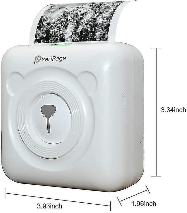 Mini skriver, trådløs termisk etikettskriver, klistrelappkvittering, egnet for Android Ios smarttelefon Windows, med 6+1 ruller skriverpapir