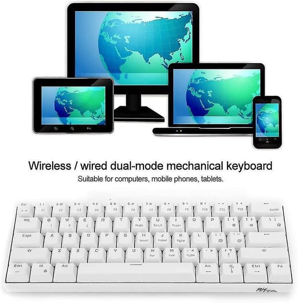 Bluetooth / Wired Mechanical Keyboard, Rk61 Wired / Wireless Bluetooth Dual Mode Backlit Mechanical Keyboard For Tablet / Phone / Desktops / Laptops(w