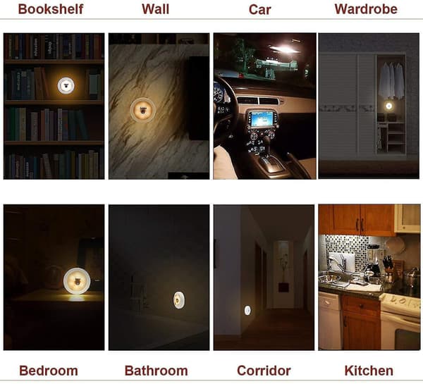 2 Pcs Wireless Touch Lamp,dimmable Self-adhesive Night Light,battery Operated Led Lamp,warm Light Wa