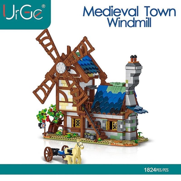 Medieval Town Model Building Blocks Creative Windmill Barn House Village Construction Bricks Toys Gifts For Children Adultsmedieval Town A