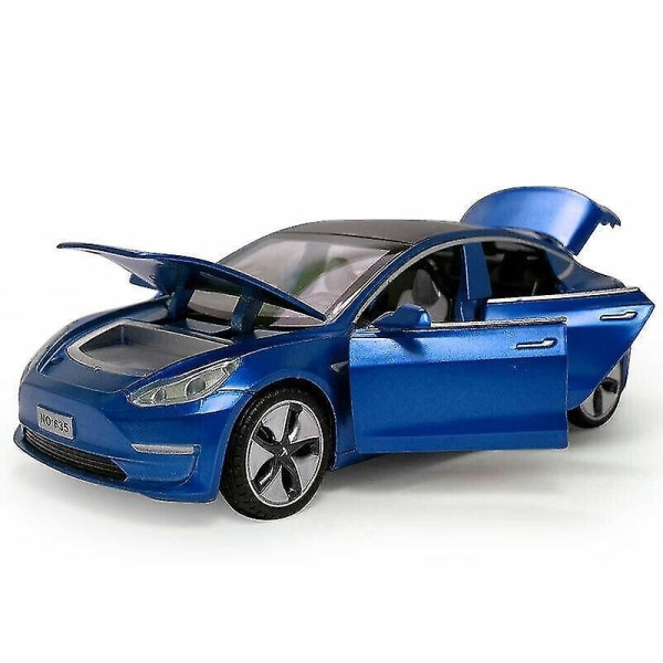Sjq 1:32 Tesla Model 3 Alloy Car Model Kids Gift Blue