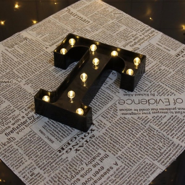 LED Bokstavlamper Ny Design Lysende Svarte Bokstaver For Arrangementer Bryllupsfest Bursdag Hjemmebar DIY Dekor B091-361 J