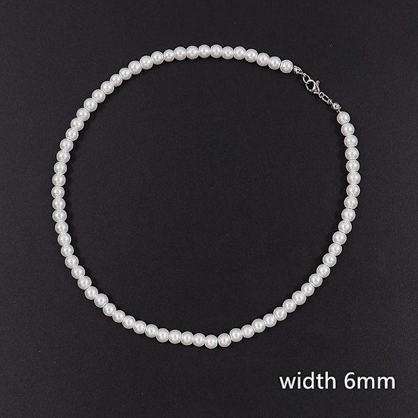 2022 New Trendy Imitation Pearl Necklace Men Temperament Simple Handma 60cm 8mm