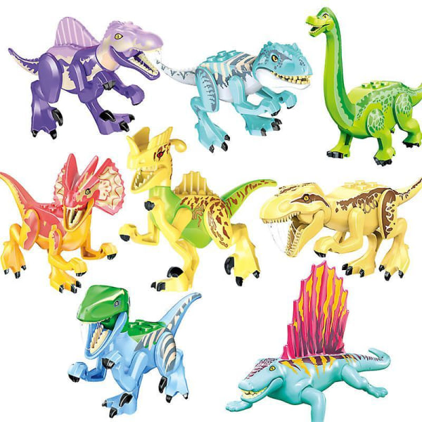 8 stk. Dinosaur Byggeklodser Legetøj Samling Pædagogiske Små Partikel Byggeklodser