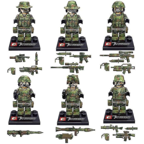 Military Building Blocks Minifigure Camouflage Falcon Commando With Weapons Small Particles Assembled Building Blocks