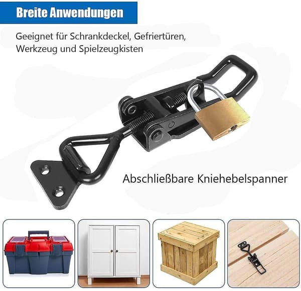 Tension Lock, 7 Pieces, Adjustable Toggle Clamp, Lever Lock, Quick Release, Metal Side Wall Lock, Rust-free Box Lock - For Cupboards, Doors, Boxes And