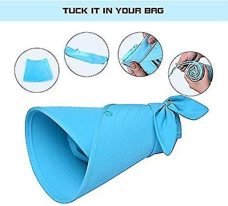 Women's Upf+50 Sun Visor Detachable Flap Hat Foldable Wide Brimmed Uv Protection Face Mask Hat blue