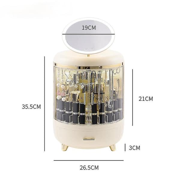 Jewelry Storage Box Led Makeup Mirror With Light Folding Dressing Integrated Bedroom Holders Case Led light-white
