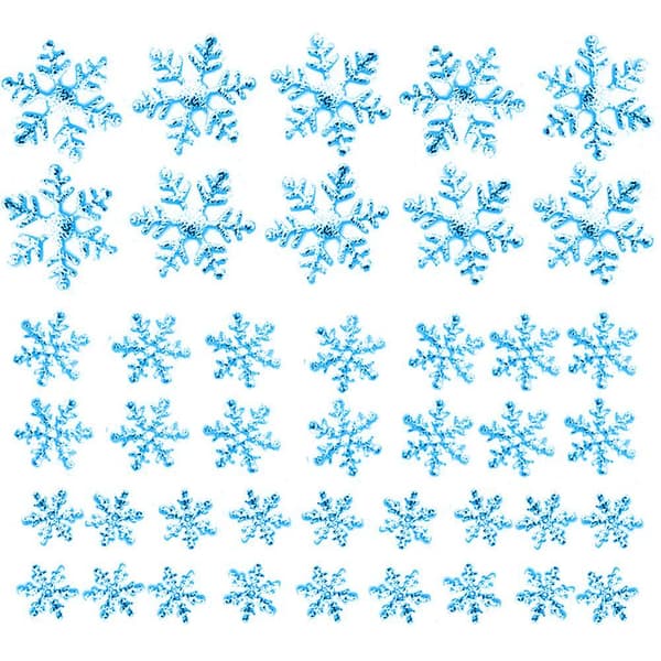 1000 stk. Glitter Snøfnugg Ornamenter Julepynt Blue
