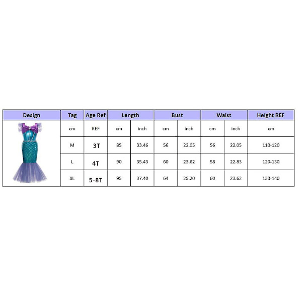 Sommer Prinsesse Lille Havfrue Ariel Kjole Børn Halloween Fancy Kostume Børne Karneval Fødselsdagsfest Tøj Sommer Udklædning A1 120CM
