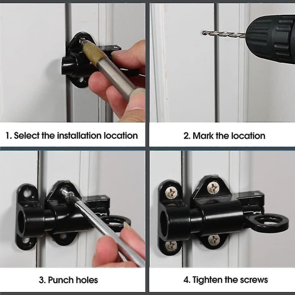 Automatic Door Latch, 6 Pieces Aluminum Door Latch Window Lock Small Thick Latch With Screws, Spring Lock Bolt For Window Door Security Ring