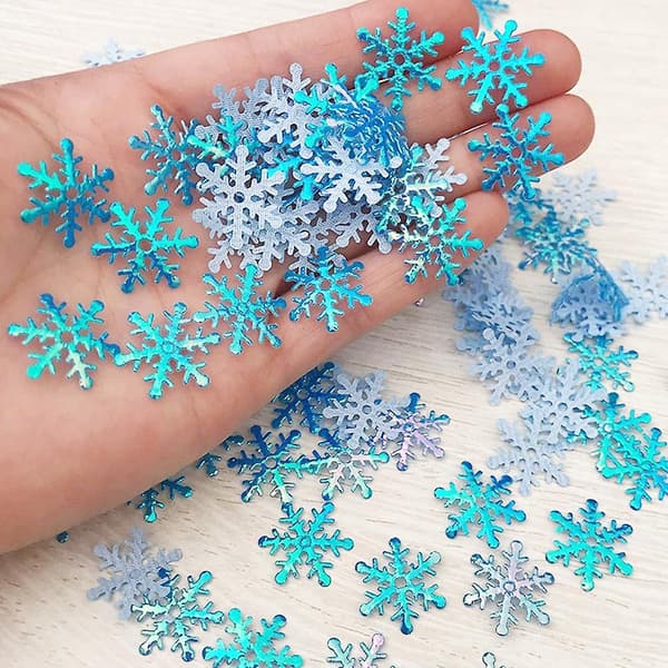 1000pcs Glitter Snowflake Ornaments Christmas Hanging Decorations Blue