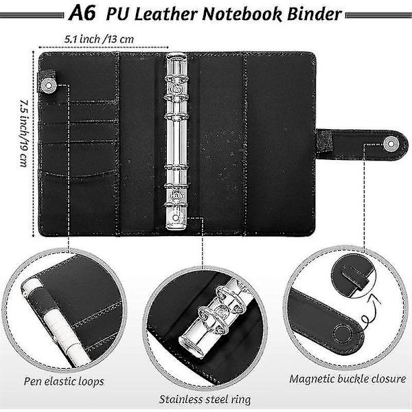 A6 Binder Budget Notebook Cover Folder Size 6 Hole Pocket Plastic Zipper Money Saving Envelope Diary Blue