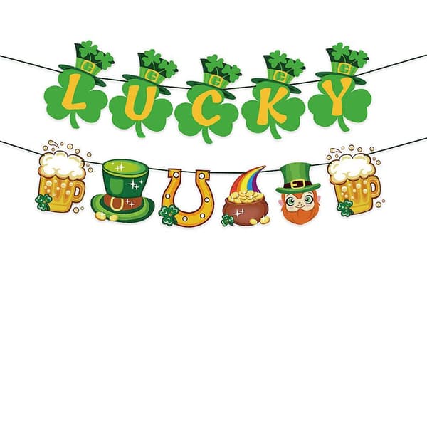 St. Patrick's Day 30pcs Balloons Banner Pull Flag Cake Insert Set Irish Beer Festival Party Decorations