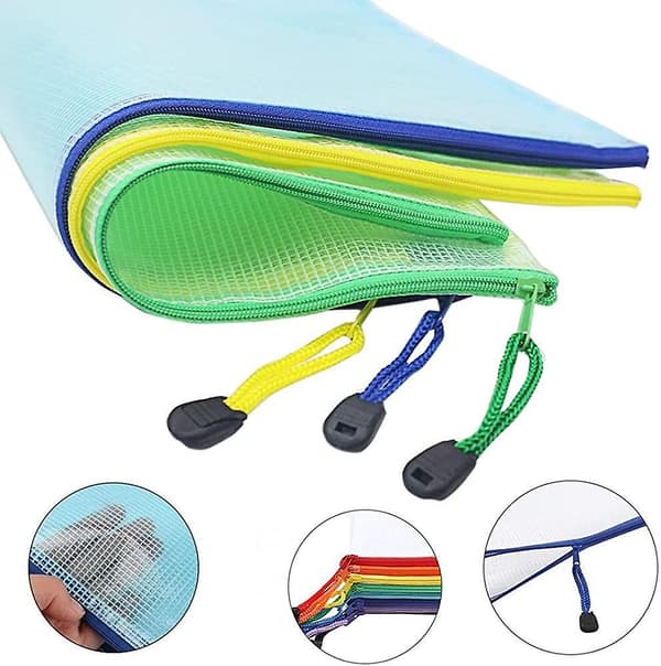 16 Stk. Dokumenttaske Mesh Tasker Sæt Din A4 Lynlåstasker Plastik Lynlåsposer Gave