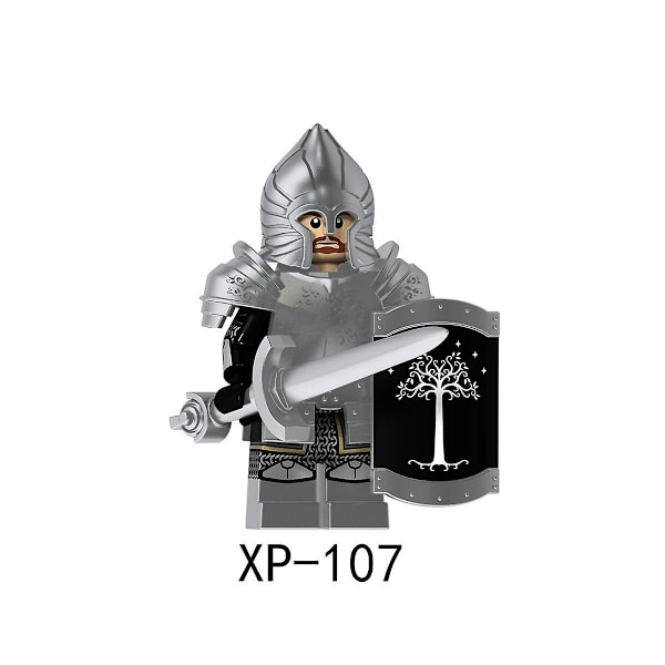 4pcs Lord Of The Rings Series Assembled Building Blocks Gondor Soldier Silver Painted Minifigure With Armor