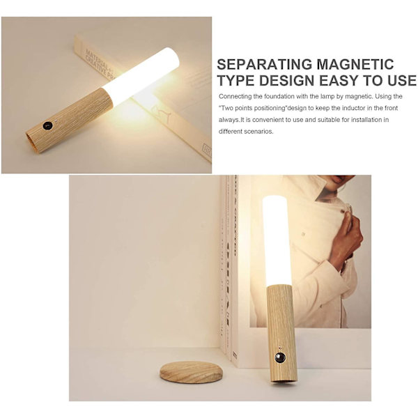 Usb Charging Smart Body Sensor Night Light, Motion Sensor Night Light, Corridor Wall Induction Lamp Ash Wood Night Light