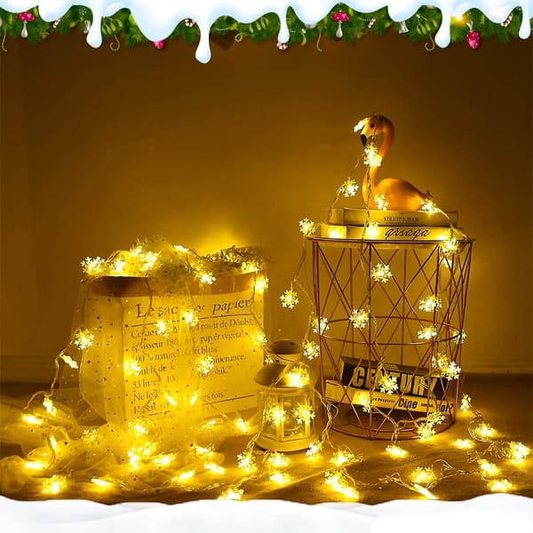Snowflake String Lights, 6m 40 Pcs Battery Operated Led Fairy Lights