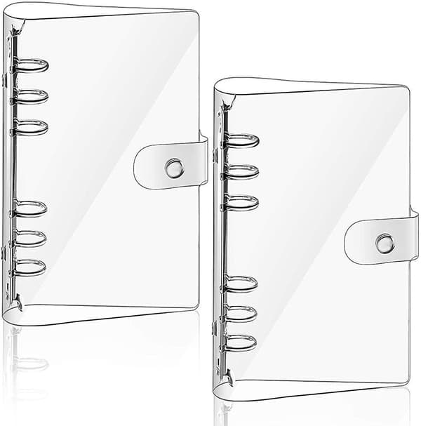 2 Pieces Transparent Soft Pvc 6-ring Binder Cover Snap Button Closure Loose Leaf