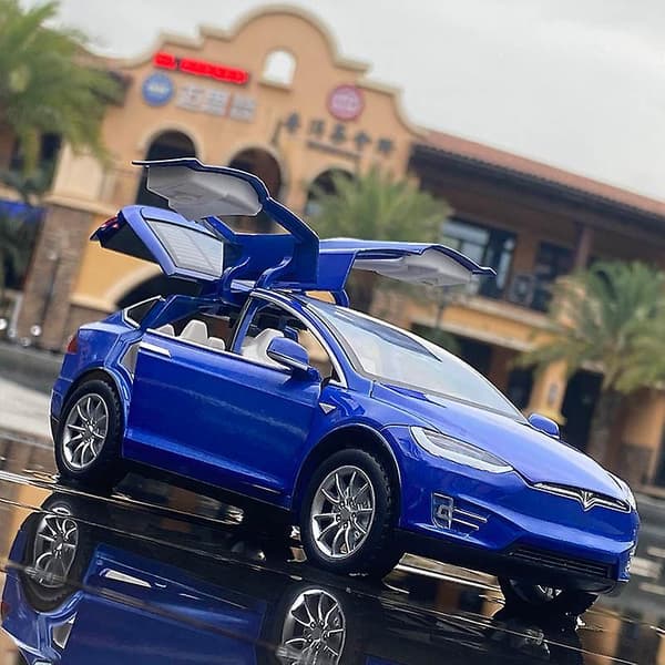 1:24 Tesla Model X Legeringsbilmodell Støpt Metall Lekebil Black