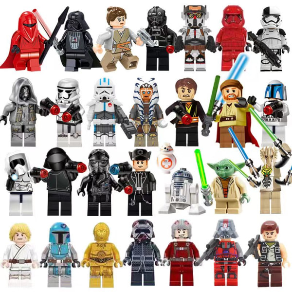 29 stk. Mini Star Wars Serie Byggeklods Figur Luke Darth Vader Jedi Master Yoda The Mandalorian Legetøj