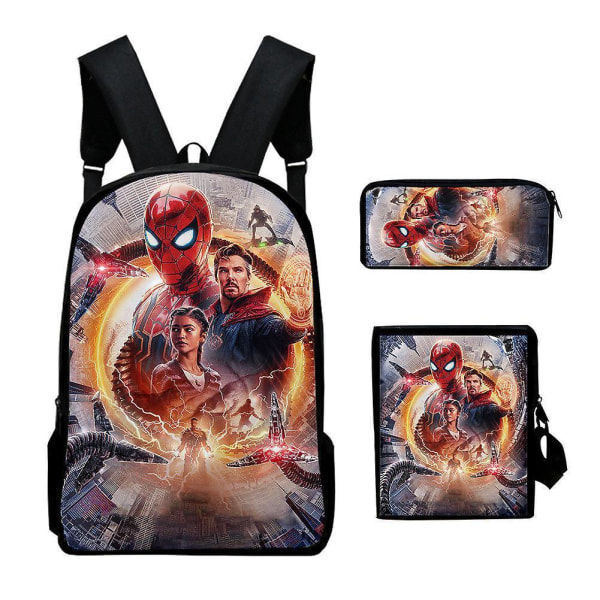 Spiderman Primary And Secondary School Theme School Bag 3-piece Set Computer Bag Messenger Bag Pencil Case