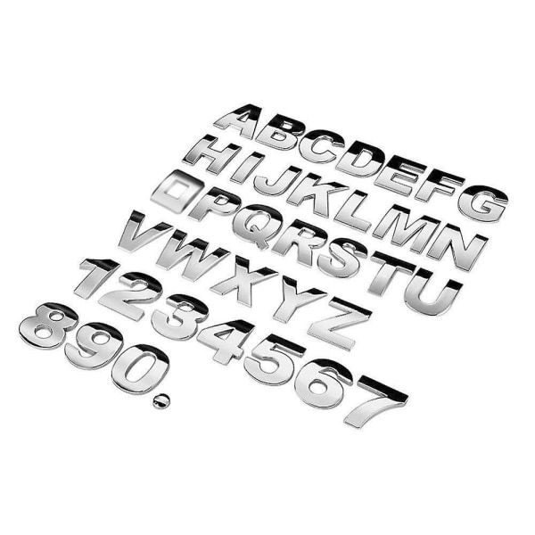 Hot Silver Car Styling (a-z,0-9) 3d Diy Metallic Alphabet Sticker