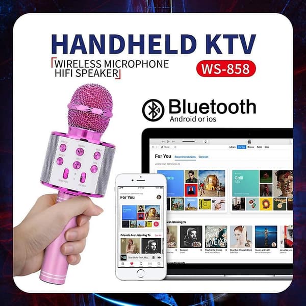 Wireless Bluetooth Karaoke Singing Microphone For Kids - Best Gifts  Pink