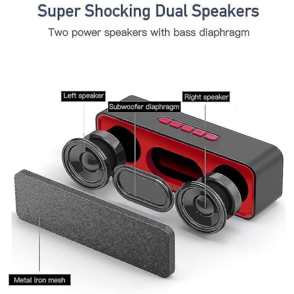 Wireless Bluetooth Speaker, Portable Bluetooth 5.0 Speaker, With Dual Driver Bass, 3d Ster
