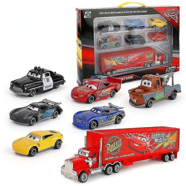 Set Disney Pixar Car 3 Lightning Mcqueen Jackson Storm Mack Uncle Truck 1:55 Diecast Metal Car Model Toy Boy Christmas Gift