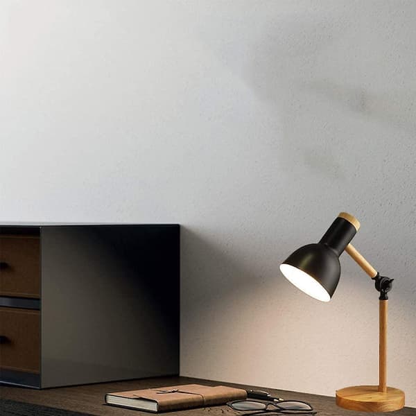 Dekorationsbordlampe Led Skrivebordslampe E27 Stue Trælampe Moderne black