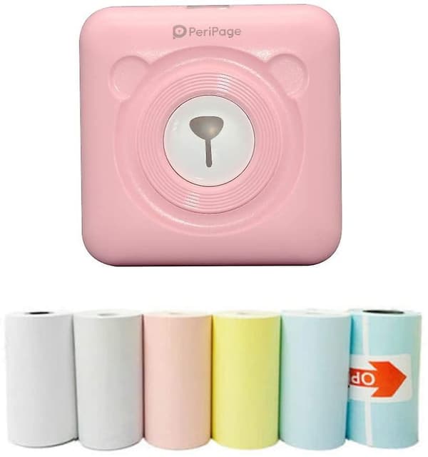 Mini Skriver, Trådløs Termisk Etikettskriver, Klistrelappkvittering, Egnet For Android Ios Smarttelefon Windows, Med 6+1 Rull Papir