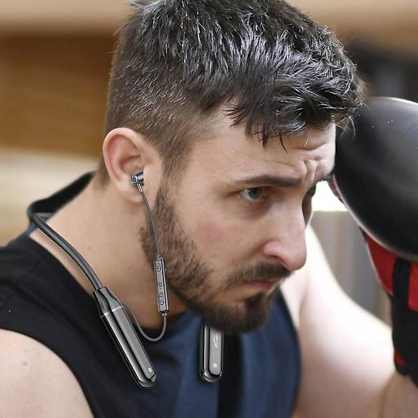 Bluetooth Hovedtelefoner med Nakkebøjle, indbygget Støjreducerende Mikrofon, trådløst Nakkebøjle Headset til Sport Stereo til Android Vandtæt Black