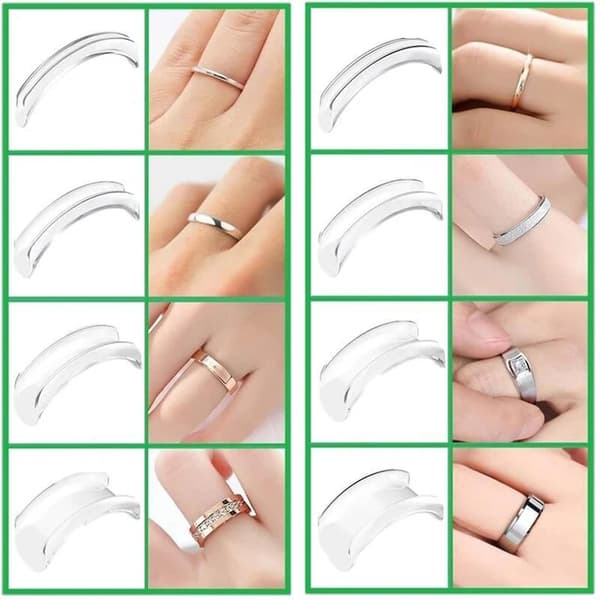 1/2/5 sæt Ringformindsker 8 Størrelser Transparent Formindsker Forhindrer Ring i at Glide Af 2set