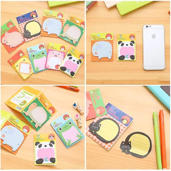 Tegneserie Sticky Notes Selvklæbende Sticky Notes Søde Dyr Formede Sticky Notes Til Studerende Hjemmekontor Roommates Gaver 8Pcs